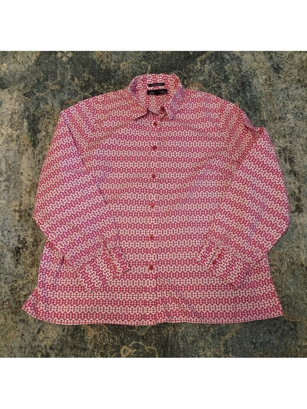 Jones New York Pink and White Patterned Shirt Size XL